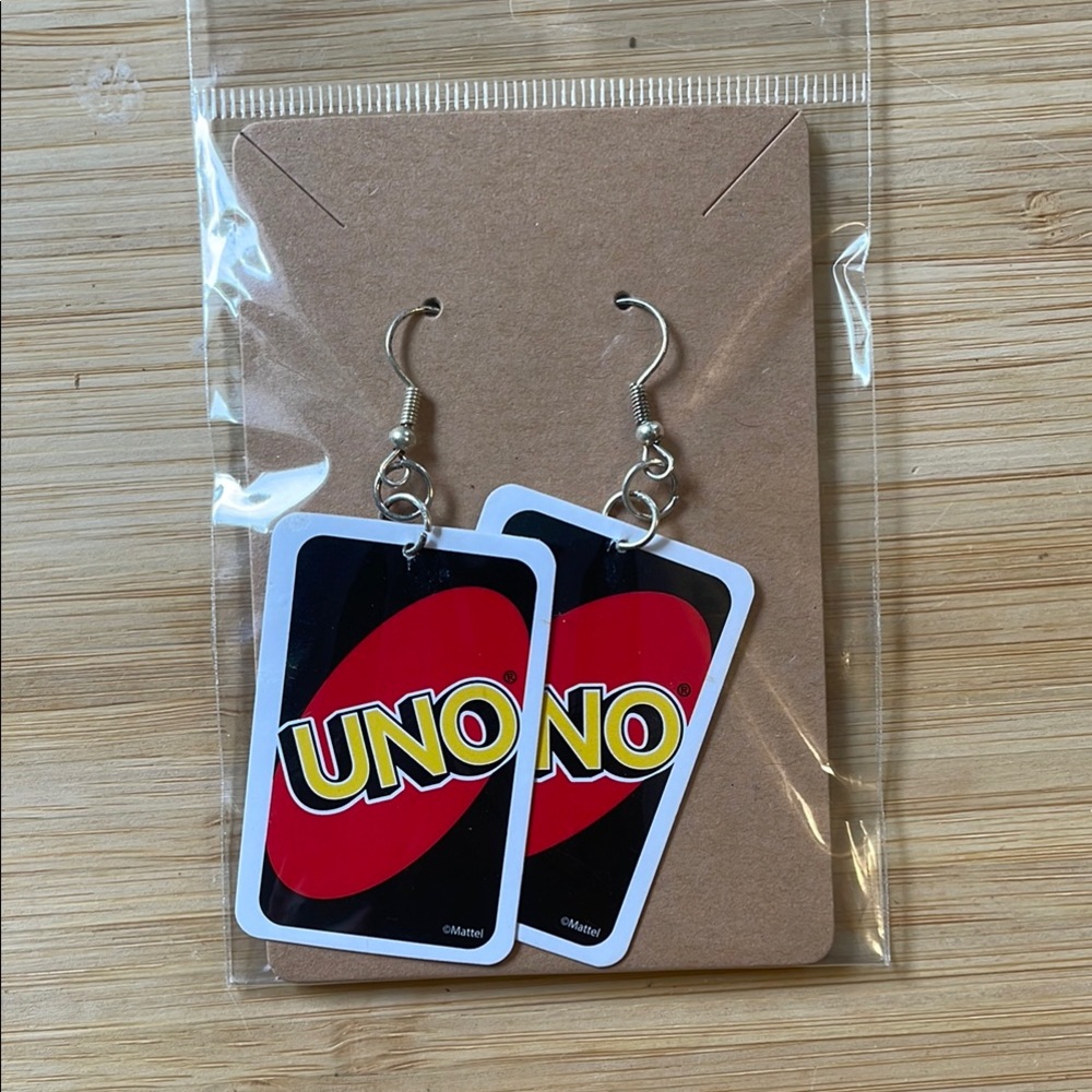 Red and Black UNO Card Earrings Fun Jewelry